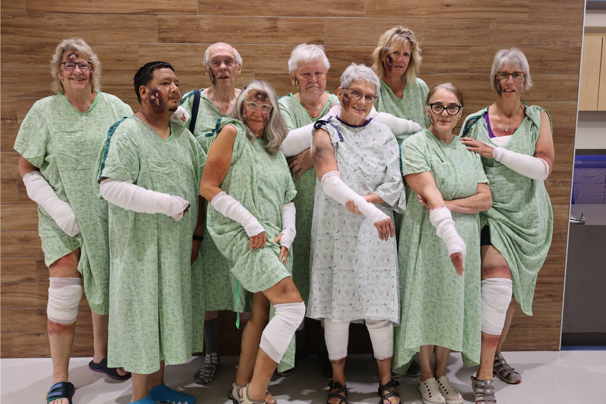 A group of Standardized Patients who took part in a burn simulation.